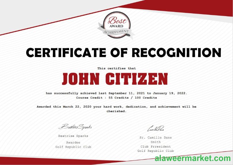 USA Recognition Cert Version 2